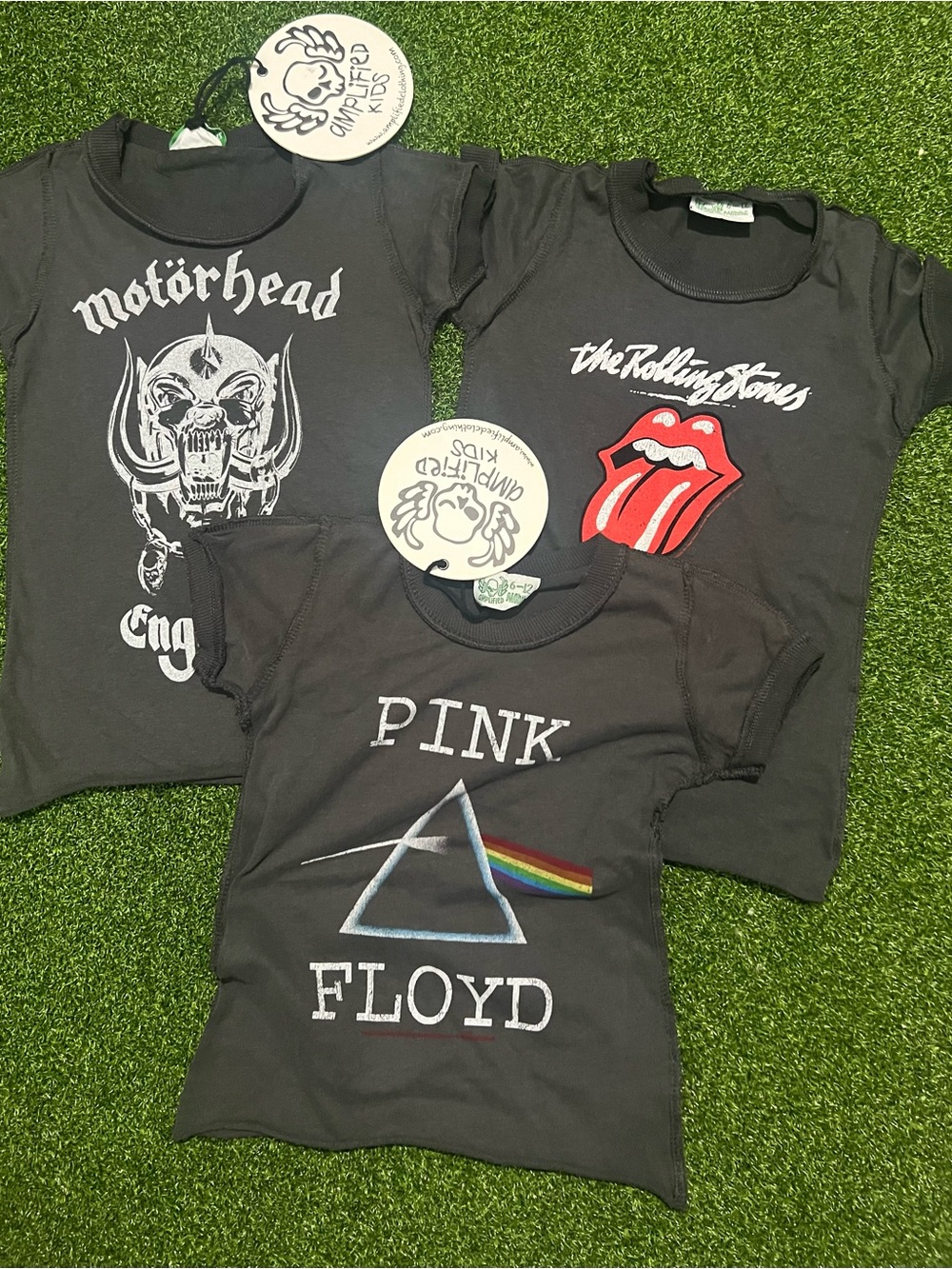NWT Amplified Kids Rock T-Shirt 3 Pack Pink Floyd Stones Motörhead 6-12M 🎸